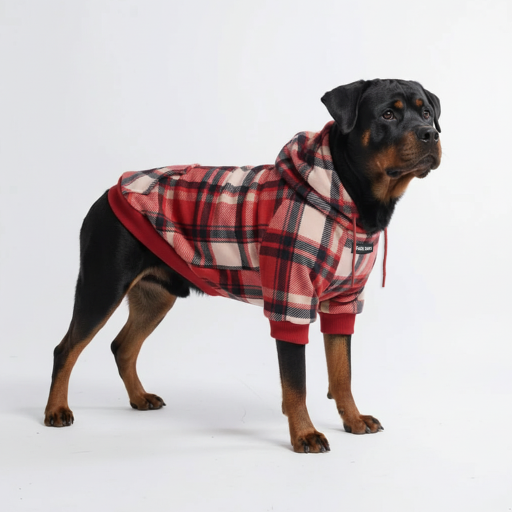Red Plaid Dog Hoodie – SPARK PAWS