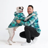 Velvet Dog Hoodie - Turquoise Checkered