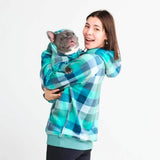 Velvet Dog Hoodie - Turquoise Checkered