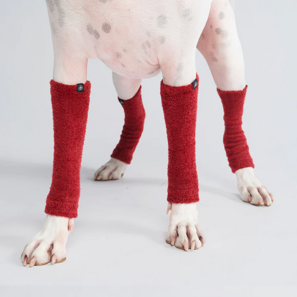Stretchy Fleece Dog Leg Warmer Sleeves - Red