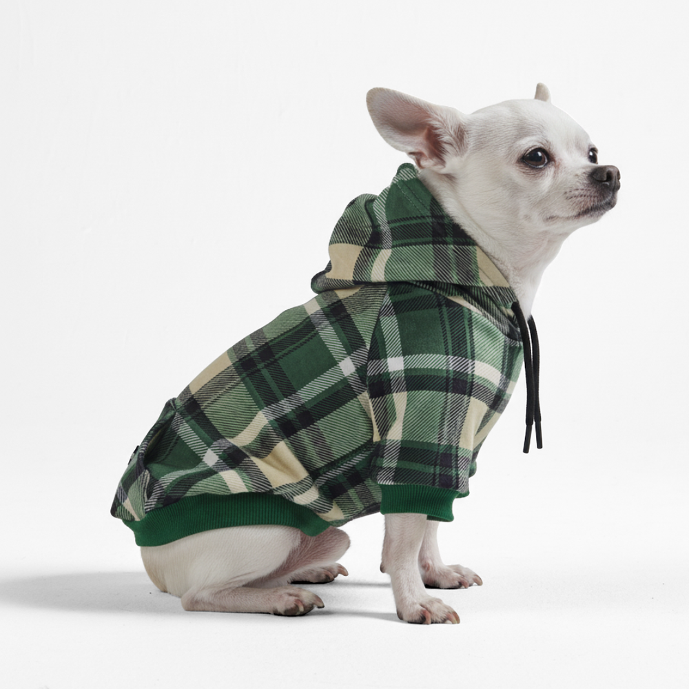 Green Plaid Dog Hoodie – SPARK PAWS