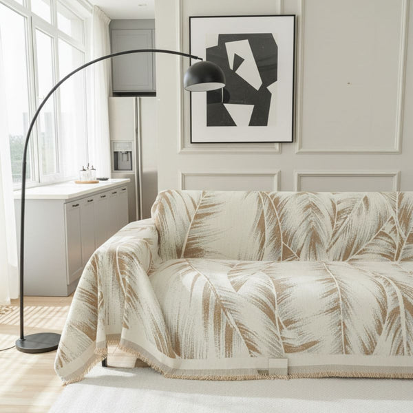 Pet Couch Cover - Leaves Beige