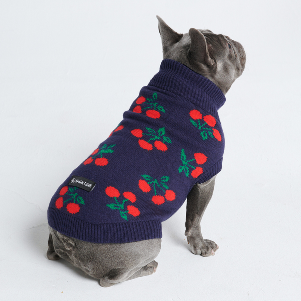 Cherries Knit Dog Sweater