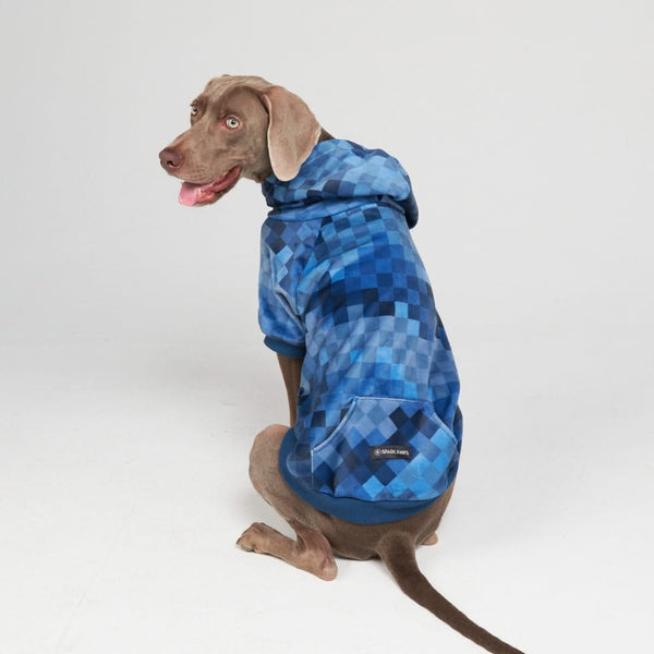 Blue Checkered Gradient Dog Hoodie