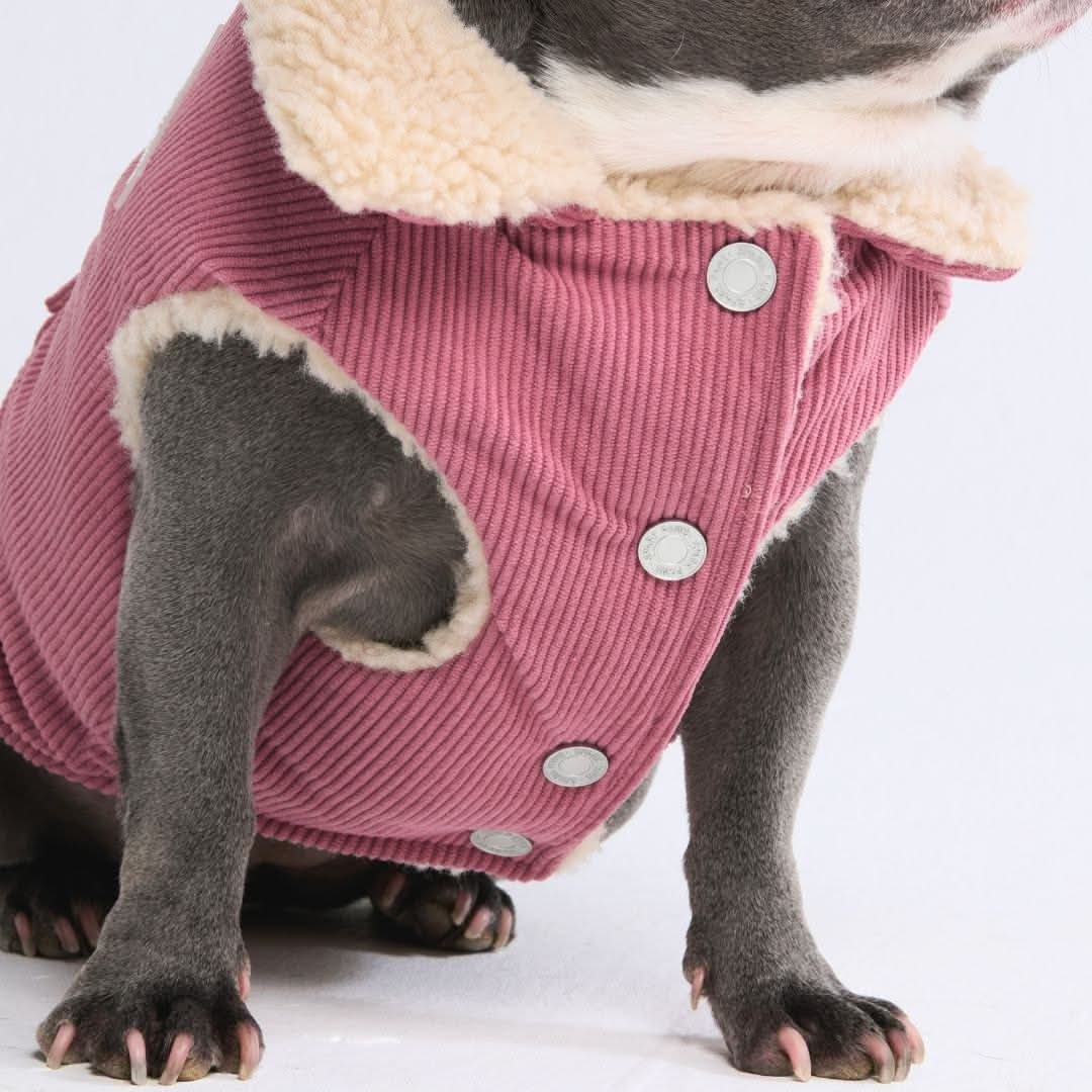 Image showcasing Corduroy Sherpa Fleece Dog Jacket Coat – SPARK PAWS