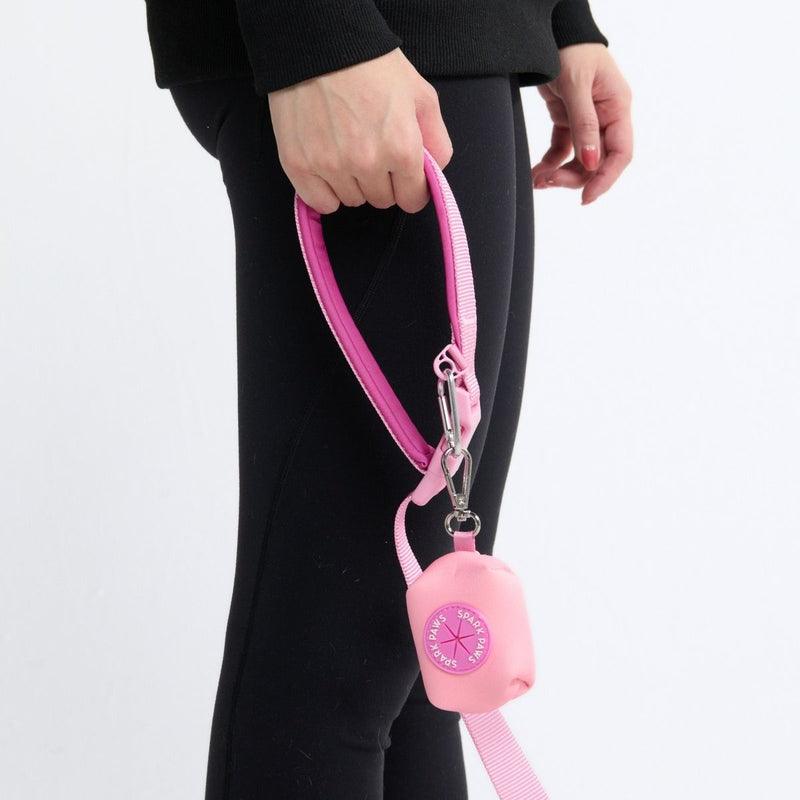 Multipurpose Seatbelt Handsfree Leash & Poop Bag Holder Set - Pink