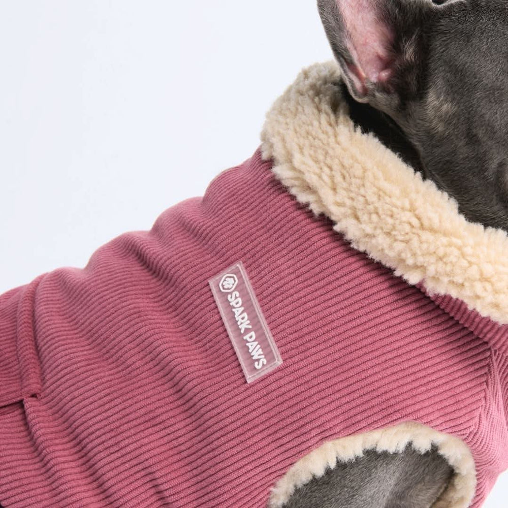 Corduroy Sherpa Fleece Dog Jacket Coat – SPARK PAWS