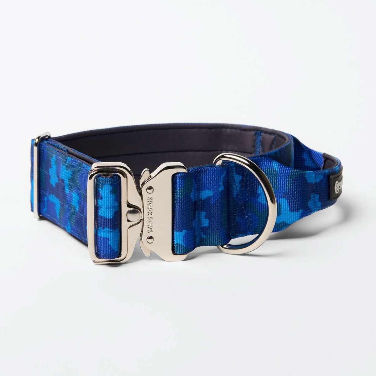 Teddie & Dolly Dark Denim Blue Dog Collar & Lead Set - Fox Print With Rose Gold