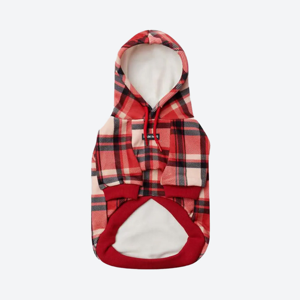 Red Plaid Dog Hoodie – SPARK PAWS
