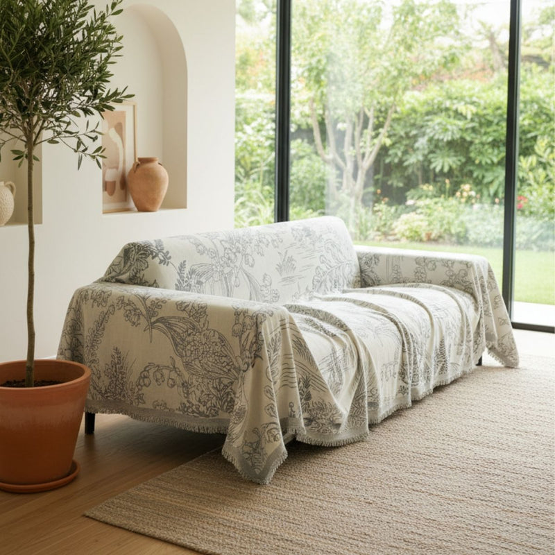 Pet Couch Cover - Lily of The Valley Grey