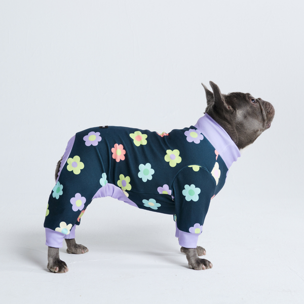 Dog Pajama - Flower Navy