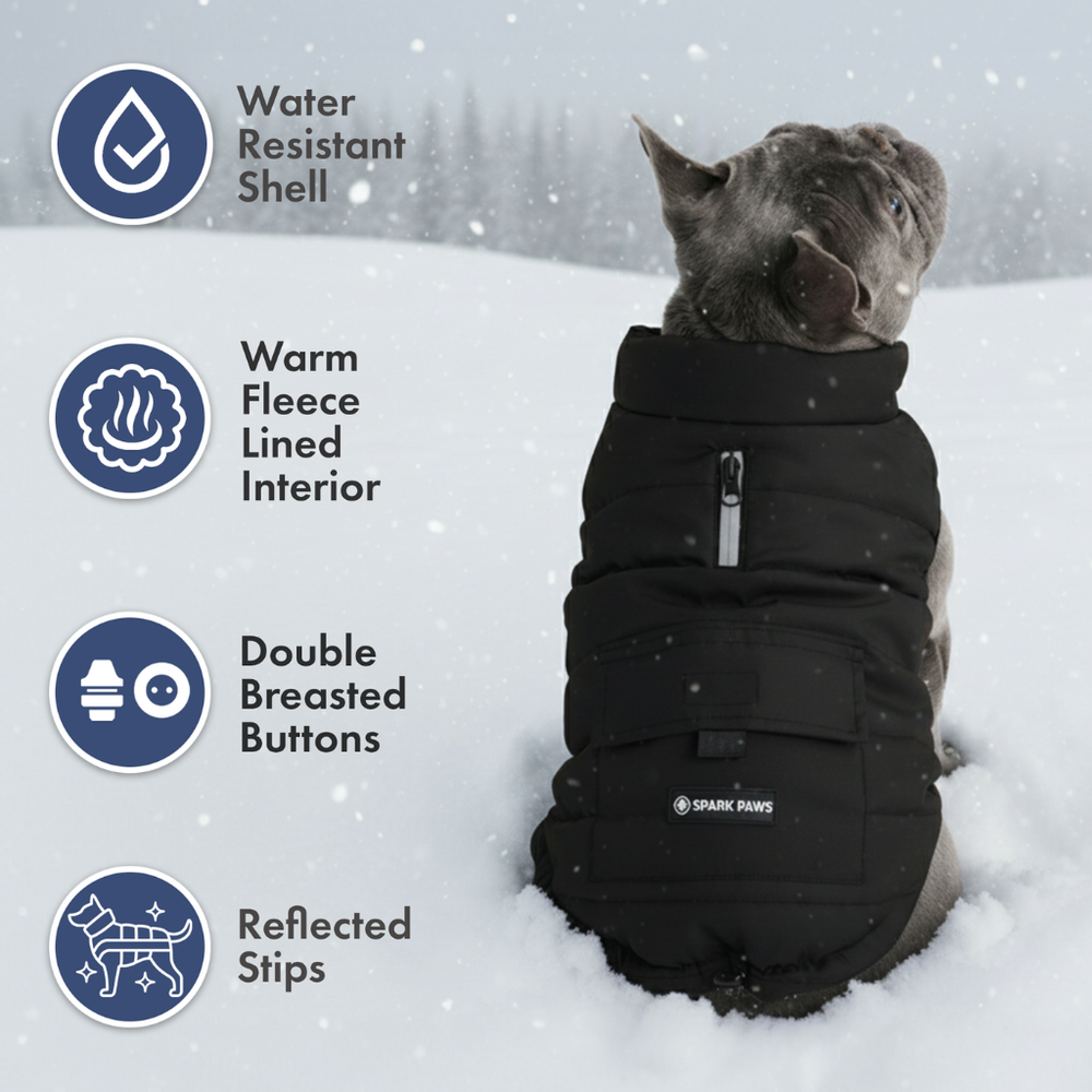WarmShield Water-Resistant Jacket - Black – SPARK PAWS