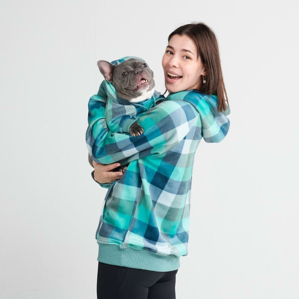 Velvet Dog Hoodie - Turquoise Checkered – SPARK PAWS