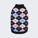 Black Argyle Knit Dog Sweater