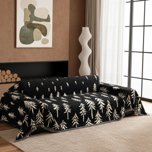 Pet Couch Cover - Pine Trees Black
