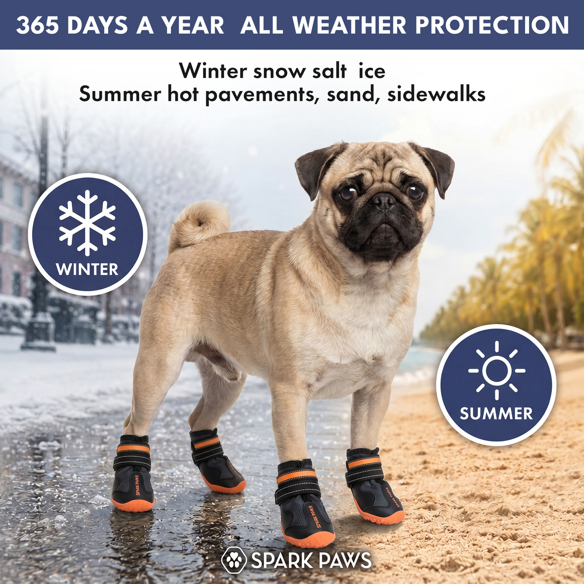 Spark Paws 365 - The All-Season Dog Shoes - Black Orange – SPARK PAWS