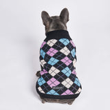 Black Argyle Knit Dog Sweater