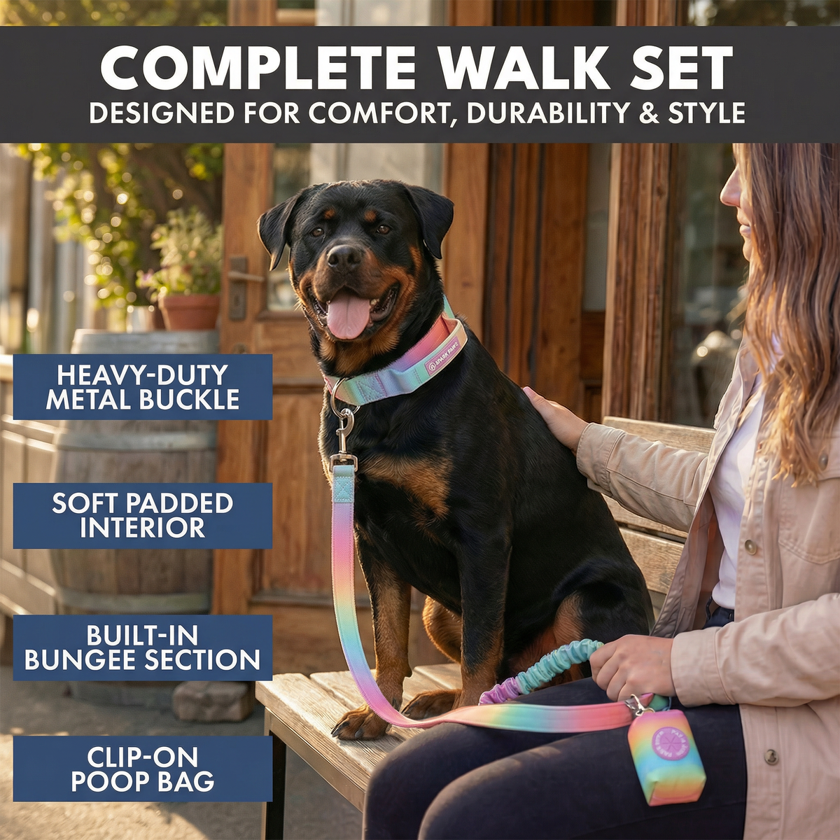 Comfort Control Collar and Multipurpose Leash Set - Pastel Icing