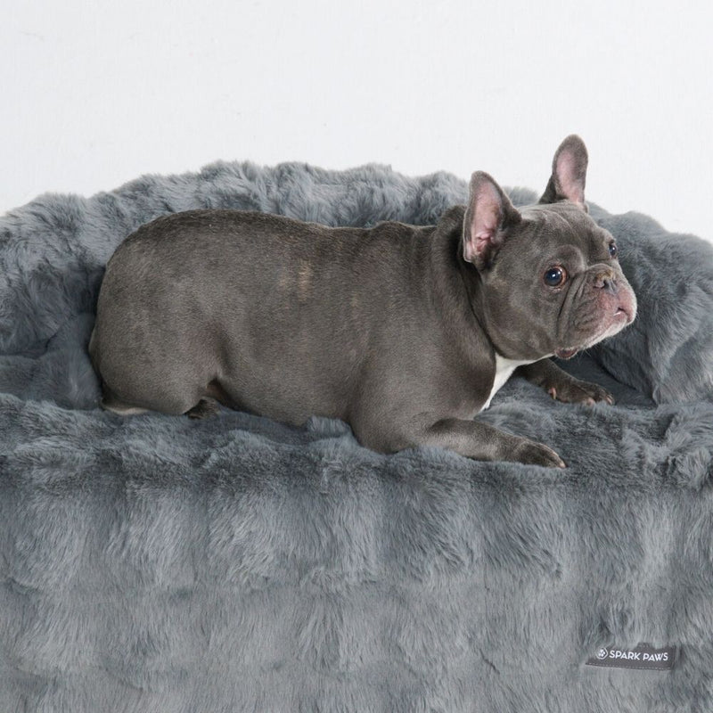 Calming Fluffy Couch Cover Dog Bed - Grey