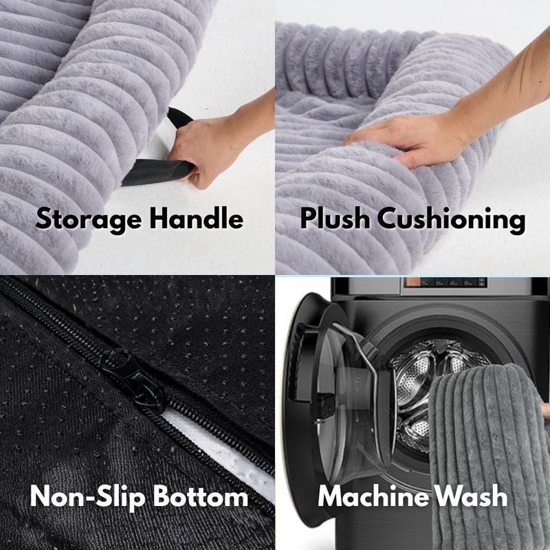 Calming Fluffy Couch Cover Dog Bed - Grey