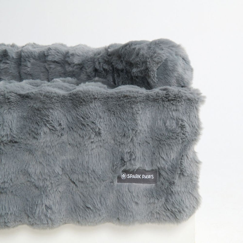 Calming Fluffy Couch Cover Dog Bed - Grey