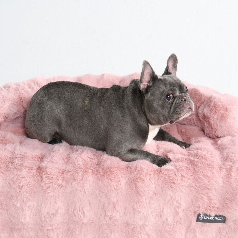 Calming Fluffy Couch Cover Dog Bed - Pink