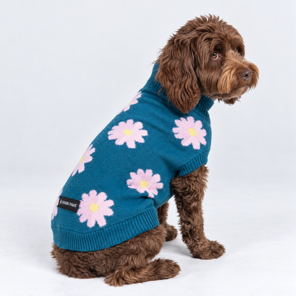 Flower Knit Dog Sweater – SPARK PAWS