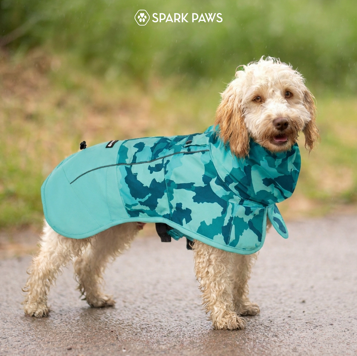 Breatheshield™ Dog Raincoat - Camo Teal – SPARK PAWS