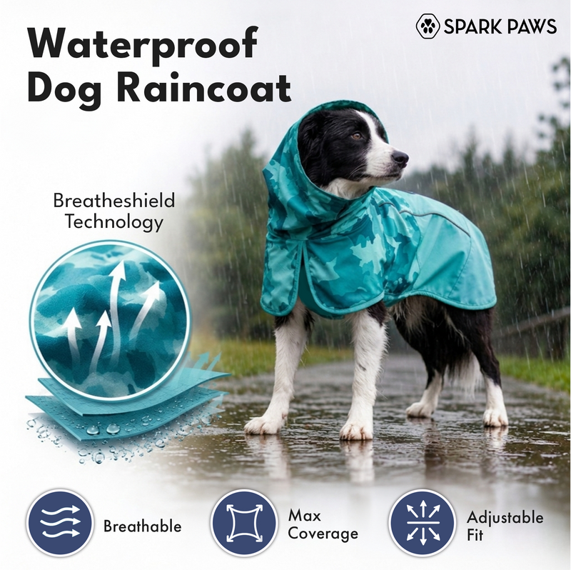 Breatheshield™ Dog Raincoat - Camo Teal – SPARK PAWS