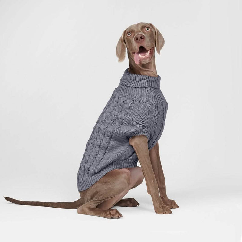 Cable Knit Dog Sweater Grey - Main Image