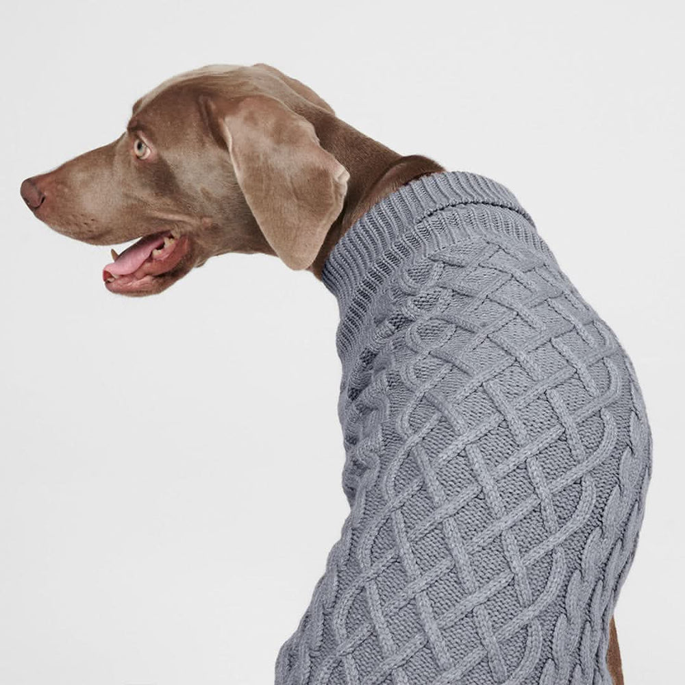 Cable Knit Dog Sweater - Grey – SPARK PAWS