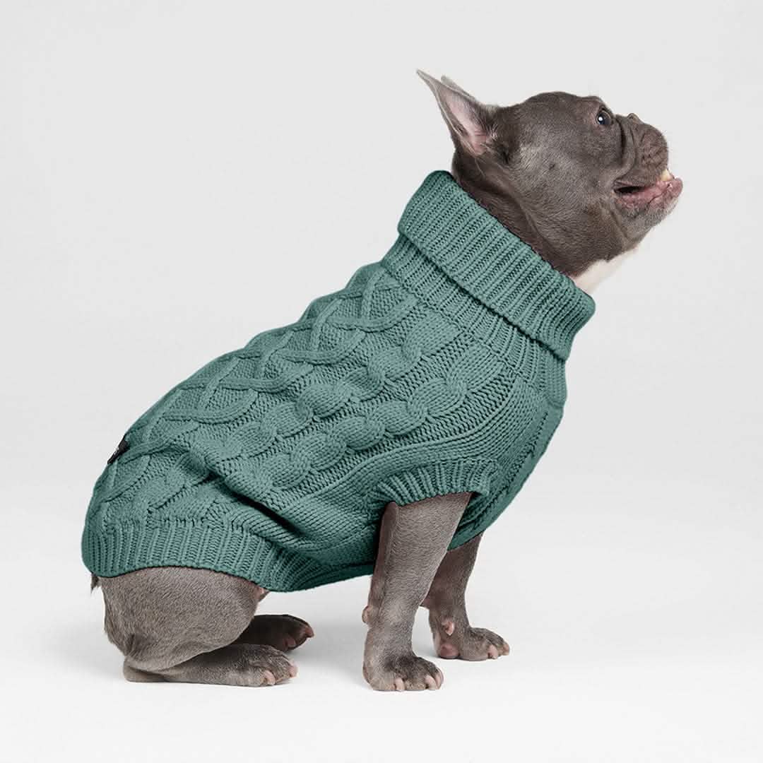 Cable Knit Dog Sweater Pine Green SPARK PAWS