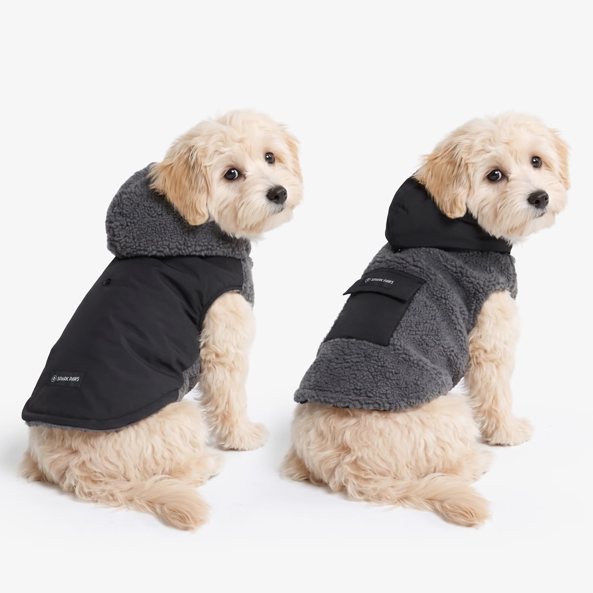 Reversible Dog Jacket - Grey and Black – SPARK PAWS