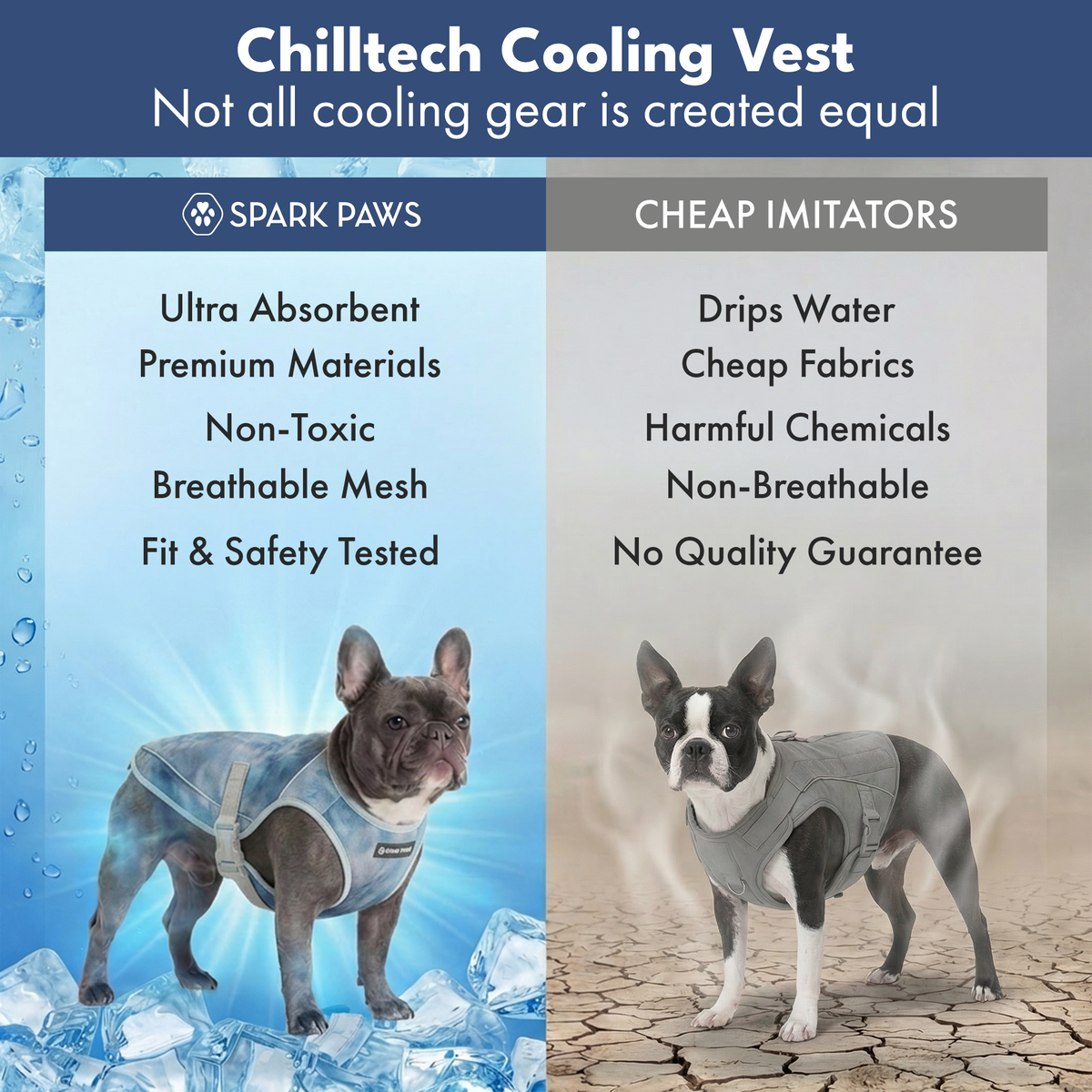 Dog Cooling Vest - Ice Blue – SPARK PAWS