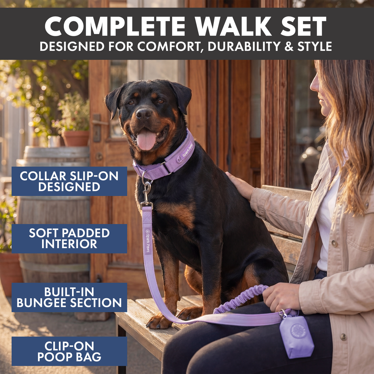 Martingale Collar and Multipurpose Leash Set - Lilac – SPARK PAWS