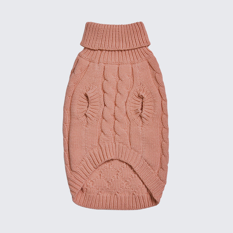 Cable Knit Dog Sweater - Brown