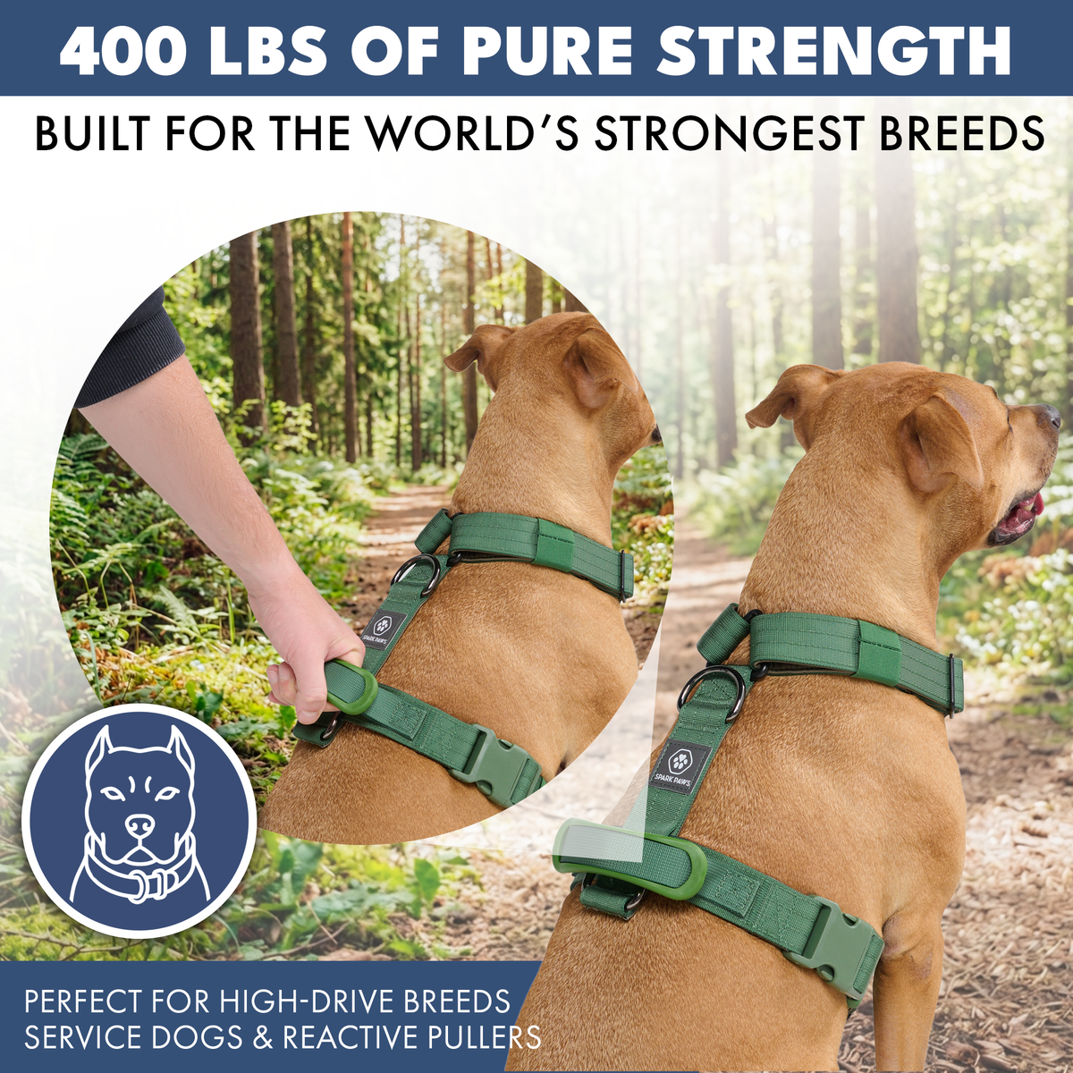 thumbnail image 2 of Adjustable No-Pull Dog Harness - Soft Vest Style, Padded, With Handle - S/M/L, Black 2 of 3