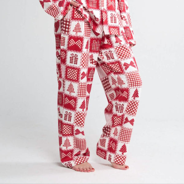Human Pajama Pants - Festive Patchwork