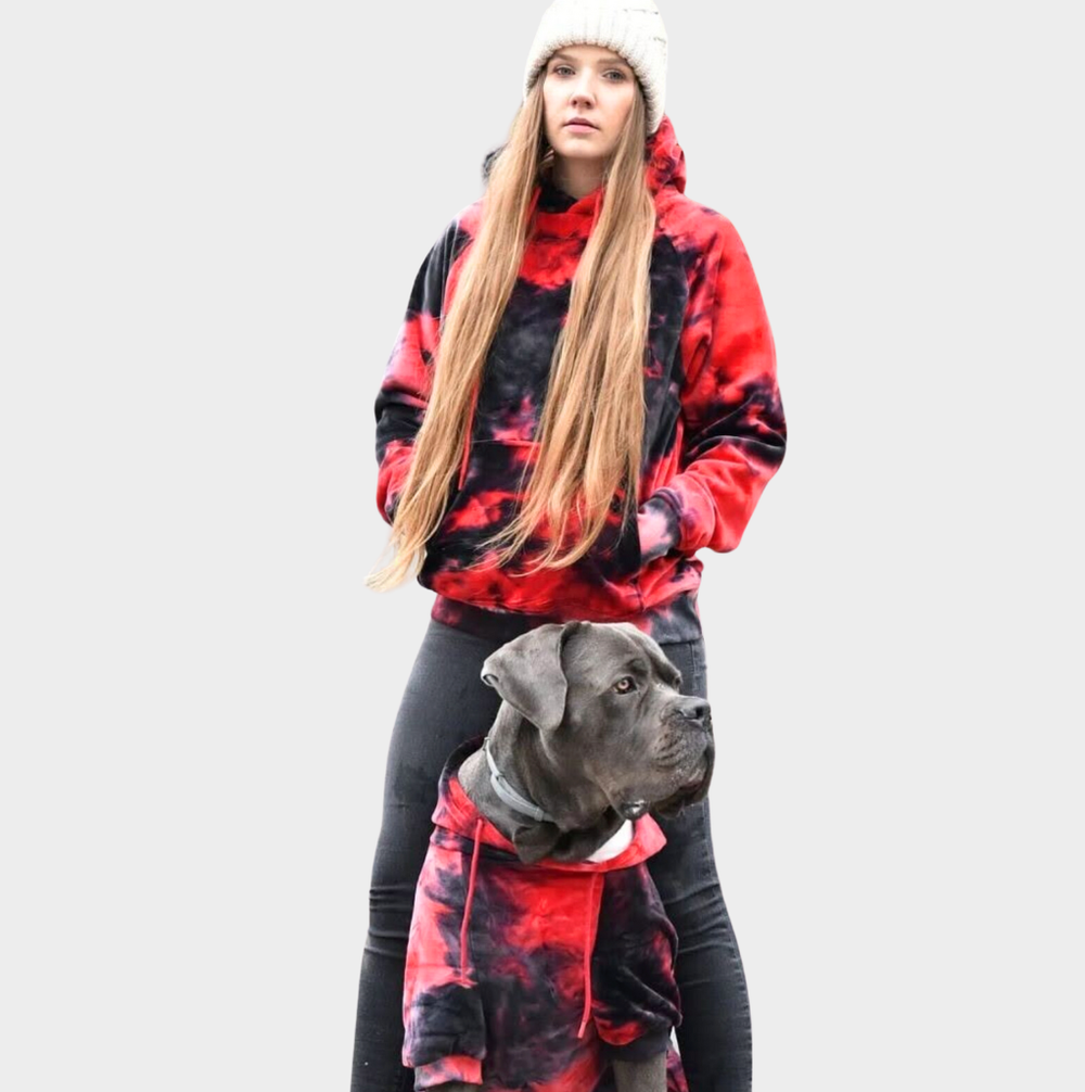 SPARK PAWS ベルベット　ヒューマン&犬用　パーカーセット Velvet Human Hoodie - Red & Black – SPARK PAWS