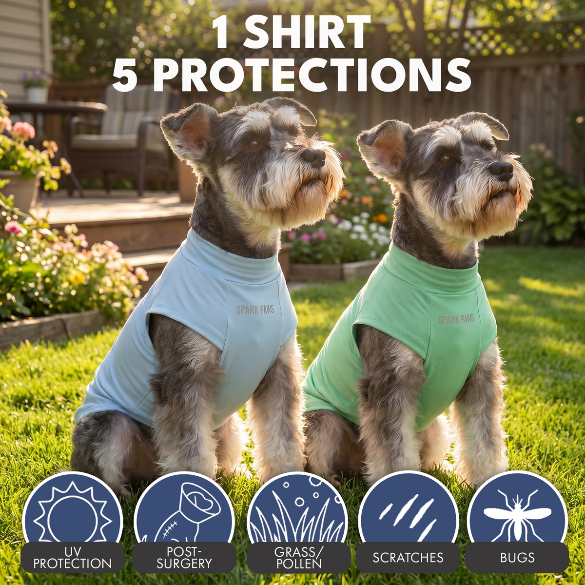 Sunblock Dog T-Shirt (2-pack) - Blue Mint – SPARK PAWS