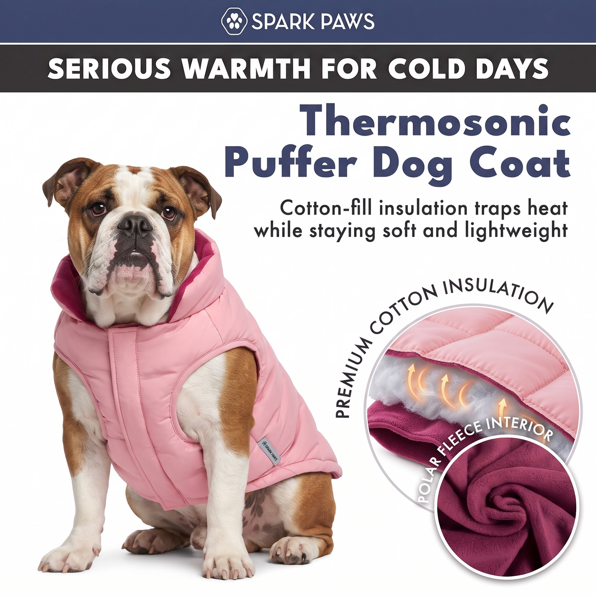 ThermoSonic Winter Jacket - Pink – SPARK PAWS