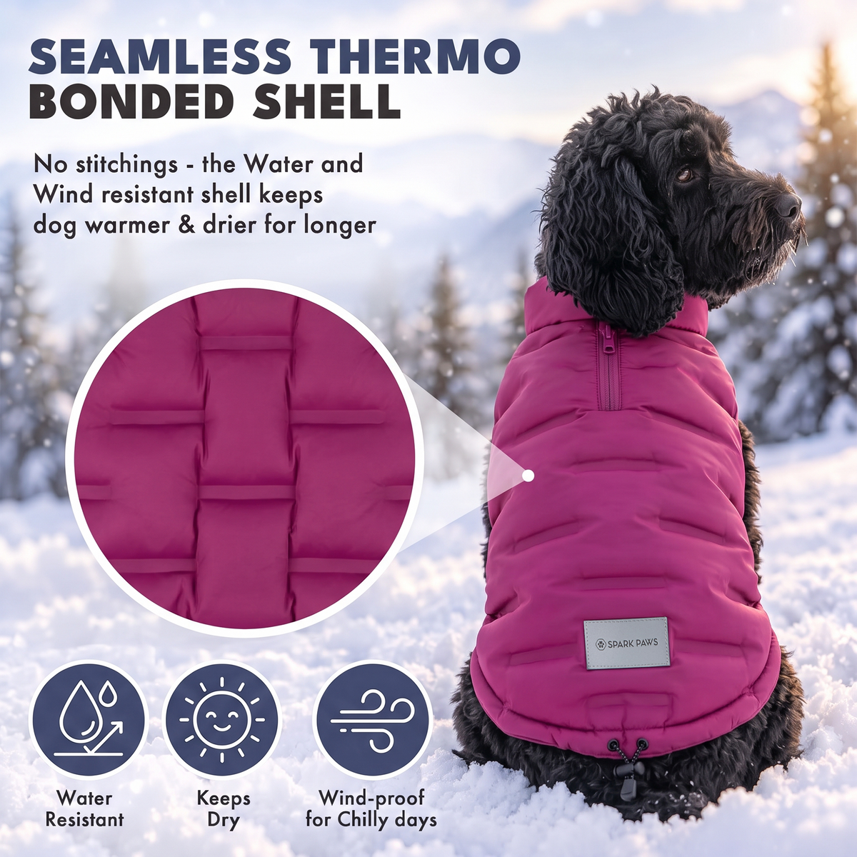 ThermoSonic Winter Jacket - Magenta – SPARK PAWS
