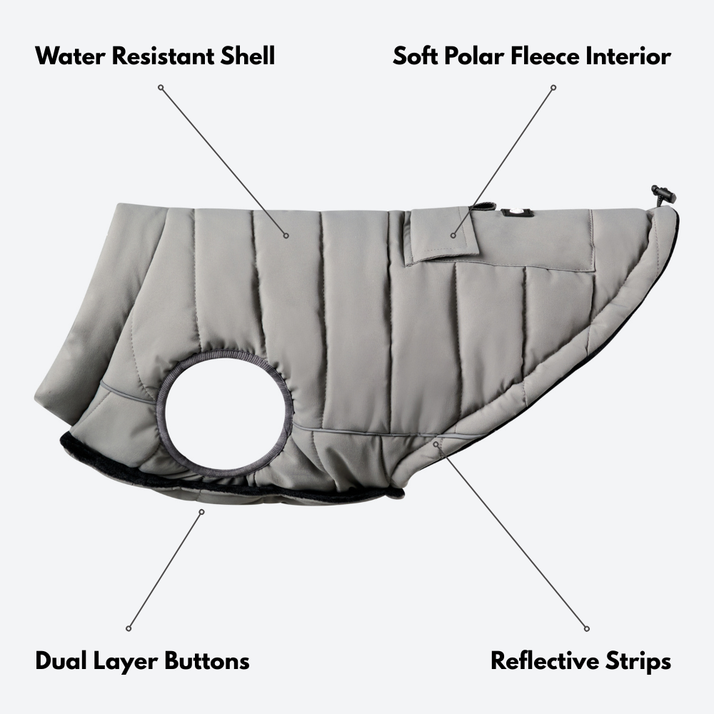 WarmShield Water-Resistant Jacket - Grey – SPARK PAWS