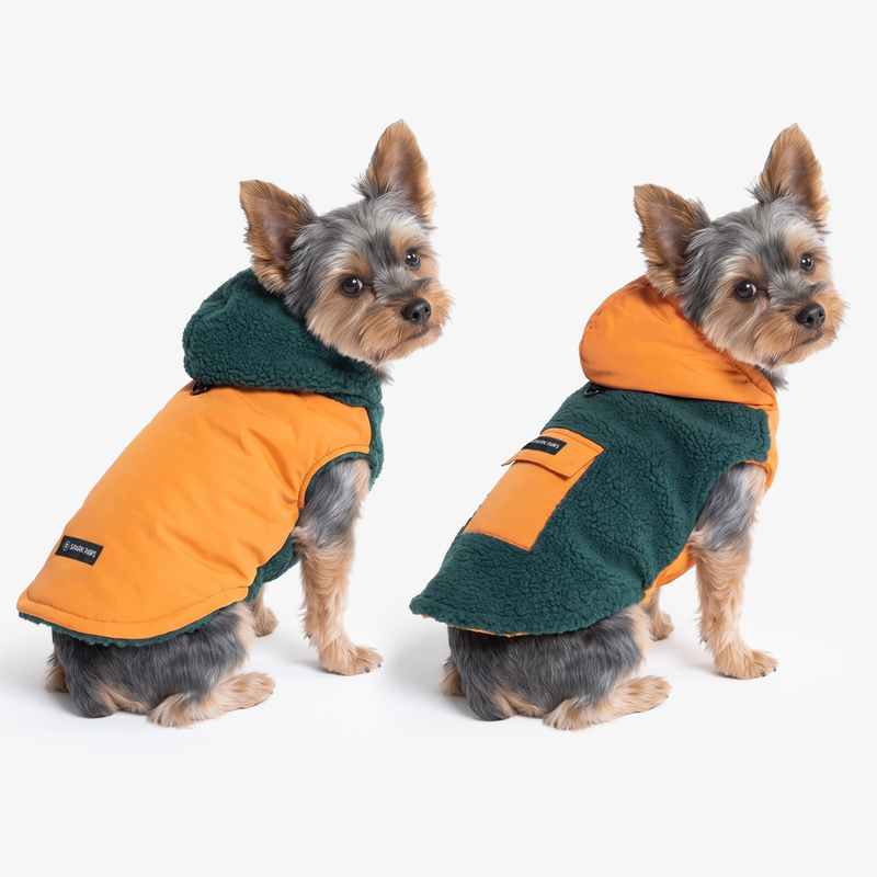 DOGDEPT リバーシブルジャンバー Reversible Dog Jacket - Green and Orange – SPARK PAWS