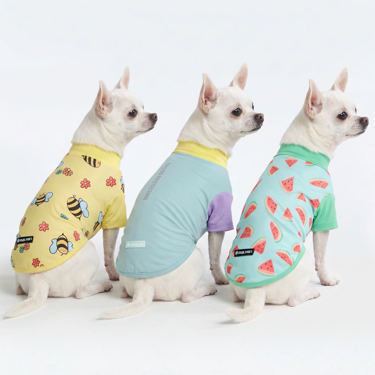 Sunblock Dog T-Shirt (3-pack) - Breeze, Bees, Watermelon – SPARK PAWS