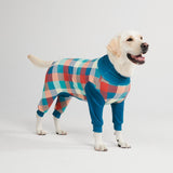 Dog Pajama - Multi Plaid Teal