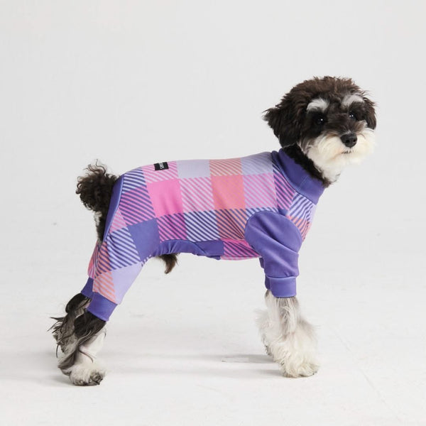 Dog Pajama - Purple Plaid
