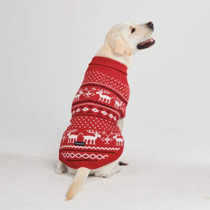 Knit Christmas Dog Sweater Dasher Red – SPARK PAWS