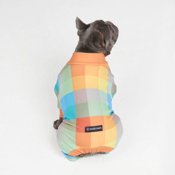 Dog Pajama - Checkered Mix