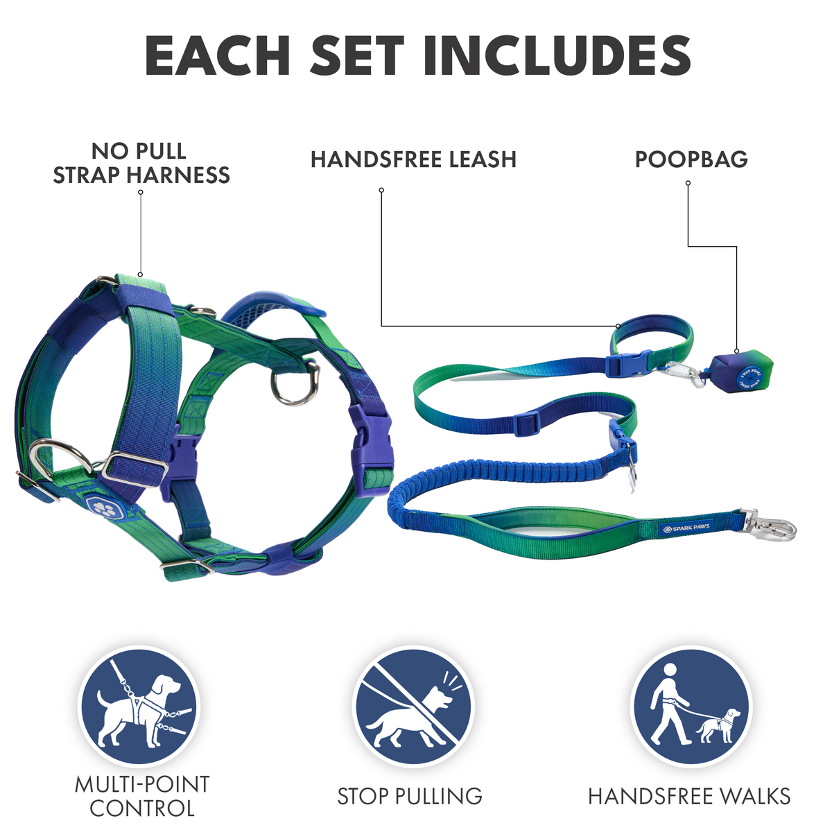 Comfort Control No-Pull Dog Harness and Multipurpose Leash Set
